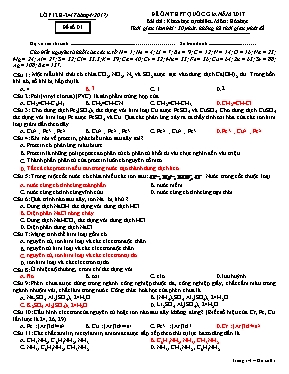 Đề ôn THPT Quốc gia môn Hóa học năm 2017 - Đề số 01